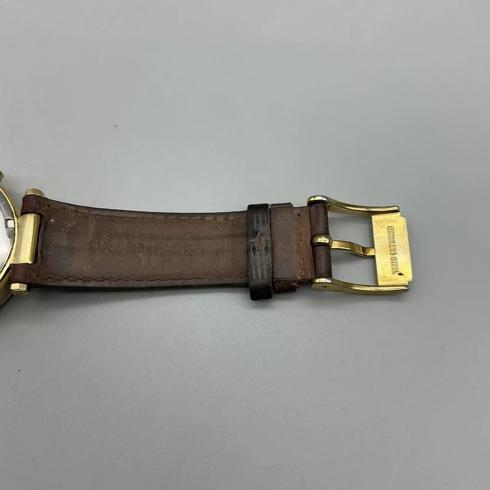 Michael Kors Womens Watch 39mm Gold Tone Leather Chronograph MK-2249 New Battery